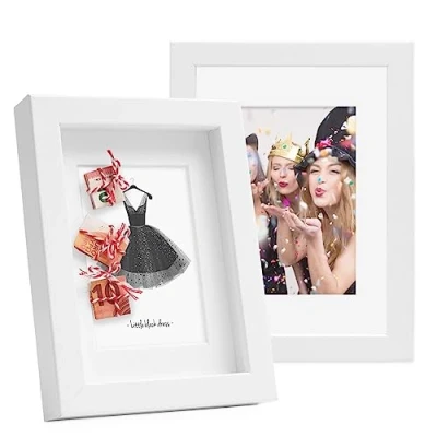 Image de PHOTOLINI Cadre Photo 3D à remplir 15 x 20 cm Noir, Set de 2 Cadres boîte Profond avec Passe Partout, pour Objets jusqu&#039;à 1,5 cm, Bois MDF, Verre Les Loisirs créatifs &amp; comme Cadeau