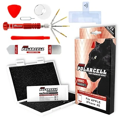 Image de PolarCell Batterie Compatible avec Apple iPhone 4S Kit d&#039;outils Inclus de Rechange puissante 1550 mAh 9% capacité en Plus Que la d&#039;origine cellules qualité A+