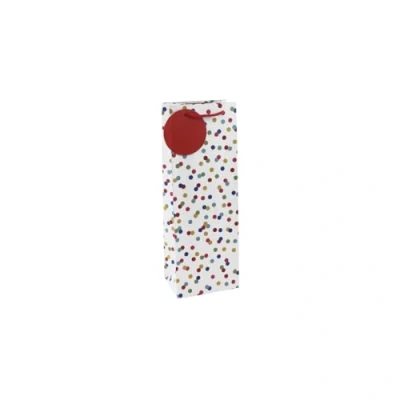 Image de Eurowrap 26988 4Cpack Un lot de 6 Sacs Cadeaux Excellia Format Bouteille Dimensions : 12,7x9x35,5 cm 210g Motif Pois Multicolors Sur Fond Blanc Emballage Cadeaux,