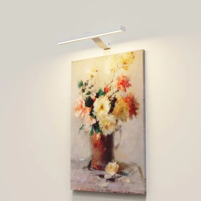 Image de CGC Lighting Applique murale intérieure sans fil magnétique USB avec batterie rechargeable sur image miroir (Blanc)