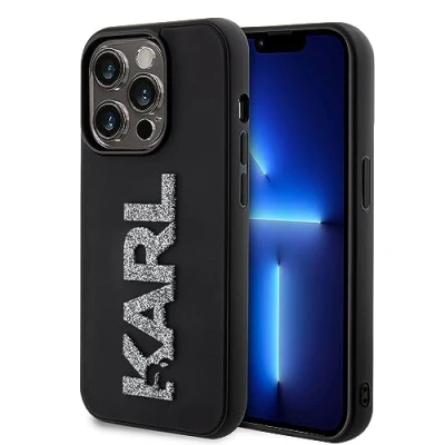 Image de KARL LAGERFELD KLHCP15X3DMKRLK Coque pour iPhone 15 Pro Max 6,7&quot; Noir Rigide 3D en Caoutchouc Multi Logo