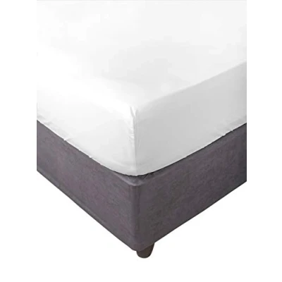 Image de Miracle Home Drap housse élastique doux et confortable en coton 50 % polyester Blanc 135 x 200 cm