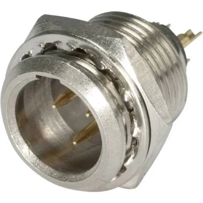 Image de Connecteur XLR embase mâle verticale Hicon HI XMEM3 Nombre total de pà&#039;les: 3argent, noir 1 pc(s)