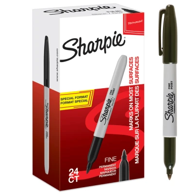 Image de Marqueurs permanents Sharpie pointe fine noir 24 pièces