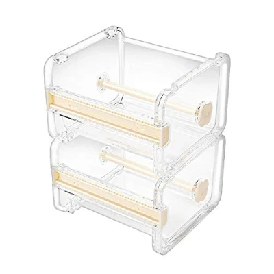 Image de molshine Lot de 2 Distributeurs Ruban Masquage Multi Washi Transparent pour Bureau,Coupe Ruban,Support Base Rouleau (Non Compris le Masquage) (Beige)