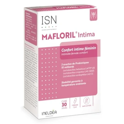 Image de ISN Mafloril® Intima Complément alimentaire à base de 3 souches probiotiques Soutien la flore intime 10 milliards ferments Cure 30 jours