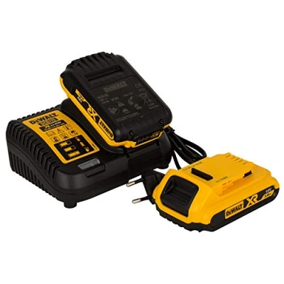 Image de DeWalt Pack 2 Batteries XR 18V Ah Li Ion et Chargeur DCB115D2 QW Compatibles avec Tous Les Outils Bricolage Jardin Multi Voltage Témoin LED du Niveau de Charge Couleur
