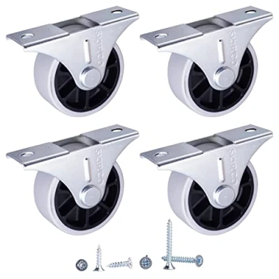 Image de SKIR&#039;CO (4 pièces) 40 mm Roues en caoutchouc Roulettes de meubles fixes non pivotantes Vis incluses