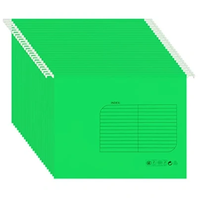 Image de Lot de 25 Dossiers Suspendus A4,Dossiers en Carton avec Onglets et Inserts pour cartes,Dossier Suspendu A4 Tiroirs(Vert)