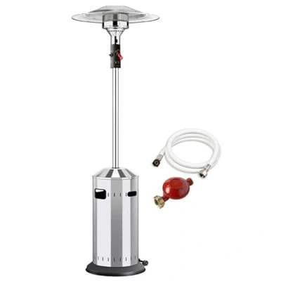 Image de FAVEX Parasol Chauffant gaz Cosy Elegance INOX Exterieur 3 à 8 KW 12m² Prêt l&#039;emploi Livré avec Tuyau et détendeur 76 x 218