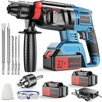 Image de Marteau Perforateur Sans fil SDS plus, 4 sur 1 Fonctions, 3 Exercices, 2 Ciseau, Adapté au Béton, Maçonnerie, Murs, * 4000mAh Batterie