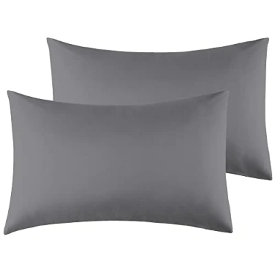 Image de Taies d&#039;oreiller Microfibre Gris foncé 40 x 80 cm Lot de 2, Housse Coussin avec la Fermeture à Enveloppe