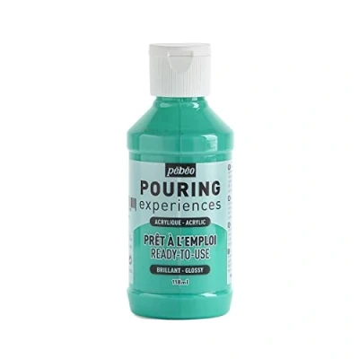 Image de Pébéo Pouring Expériences Peinture Acrylique Pré mélangée Prête à l&#039;emploi Idéal pour Fluid Art, Vert d&#039;eau, 118 ml