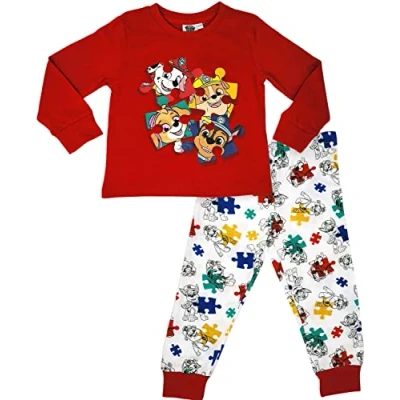 Image de Paw Patrol La Pat&#039; Patrouille Chase, Marshall, Rubble &amp; Skye Jigsaw Unisexe Ensemble de Pyjama à Manches Longues 3 4 Ans: 104cm