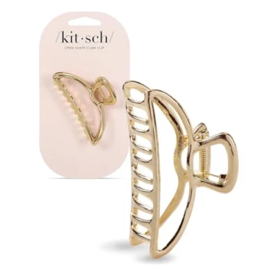 Image de Kitsch pinces à cheveux en métal doré, grandes pour tous les types de cheveux, mignonnes filles et femmes,