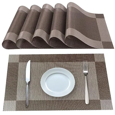 Image de Lumaca Sets de Table Lavables, Lot 6 Set en 70% PVC et 30% Polyester, Antidérapant, Résistant à la Chaleur, pour Cuisine,Marron