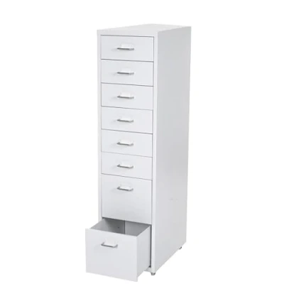 Image de Décoshop26 Caisson à tiroirs sur roulettes 110x28x41cm 8 en Acier Blanc 04_0004352