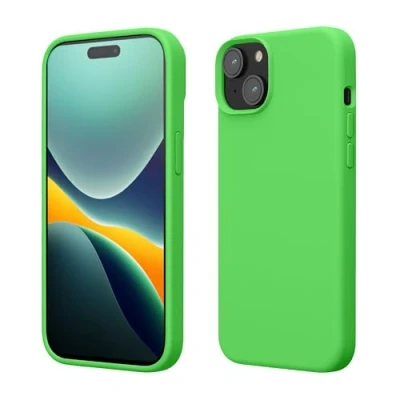 Image de kwmobile Coque pour iPhone 15 Plus Housse de téléphone Fine en Silicone avec Surface Douce et Anti Choc Vert néon