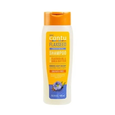Image de Cantu Shampooing Lissant à l&#039;Huile de Lin et au Beurre Karité Réduit la Casse les Frisottis Pour Cheveux Bouclés, Crépus Ondulés d&#039;apparence Naturelle 400 ml