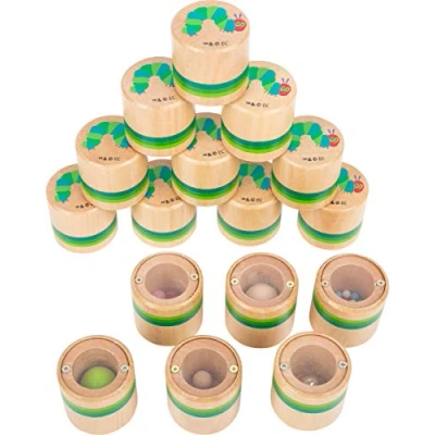 Image de Small Foot 11433 Mémo d&#039;écoute la Chenille Qui Fait des Trous, Jeu sensoriel dans boîtes en Bois, 16 pièces Very Hungry Caterpillar Jouets, Multicolore