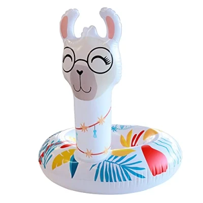 Image de BLUE SKY Bouée Lama Gonflable 069348 Blanc Vinyle 100 cm de Diametre Jouet Enfant Adulte Jeu Plein Air Piscine À Partir 8 Ans