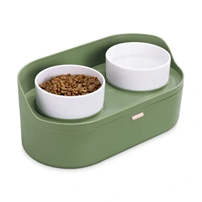 Image de Navaris Gamelle Double Chien Chat gamelles mélamine 420 ML avec Support et boîte 4,3 L 2X Bol Porte pour Croquette Eau pâtée