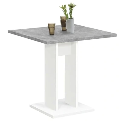 Image de Table à manger carrée Brandon blanc/béton, réalisée en panneaux de particules.