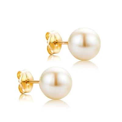 Image de Orovi Boucles D&#039;oreilles Femme, Clou Perles en Or Jaune 18 Carat / 750 Bijoux