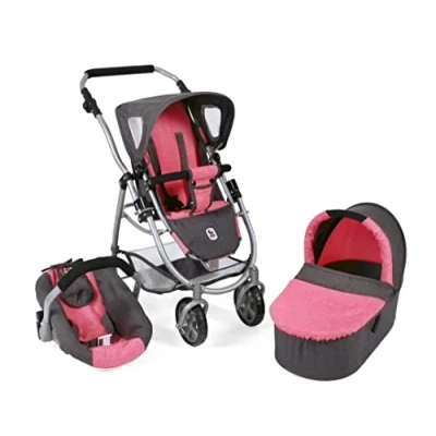 Image de Bayer Chic 2000 Poussette combinée Emotion 3 en 1 All in, 637 41, Mélange Anthracite/Rose, 67 x 43 77 cm