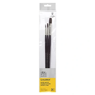 Image de Winsor &amp; Newton Galeria Pinceau Manche Long X3 (Rond 4 / plat 4,12)