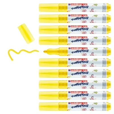 Image de edding 14 FUNTASTICS 10 feutres de coloriage pour enfants jaune plume ronde 3 mm s&#039;amuser à colorier sur du papier et carton couleur claire lavable la peau les textiles