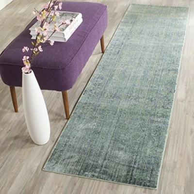 Image de SAFAVIEH Grand Tapis de Salon rectangulaire pour Une Utilisation en intérieur, Polyester, Vert/Multi, 62 X 240 cm