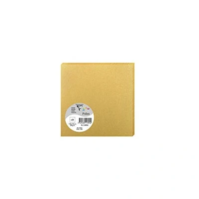 Image de Clairefontaine 11890C Paquet de 25 Cartes Simples Format Carré 13,5x13,5cm 210g/m² Coloris Or Cartons d&#039;Invitation Evènements et Correspondance Gamme Pollen Papier Premium Lisse