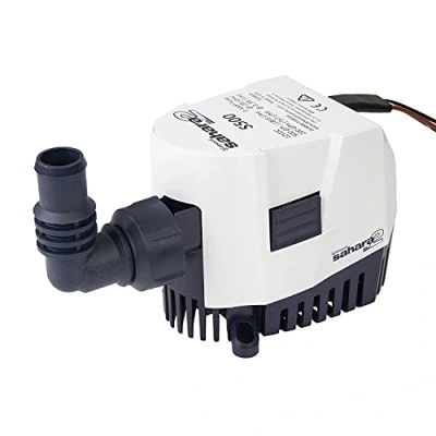 Image de Attwood 5505 7 Pompe de cale Sahara MK2 500 GPH 12 Volts automatique sortie filetée et raccords tuyaux souples 3/4&quot; (19mm) &amp; 1&quot; (25mm)