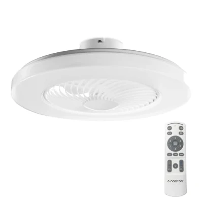 Image de Noaton Ventilateur de plafond 12058W Triton, Blanc, diamètre 58 cm, LED dimmable max 48 W, minuteur, abat jour, télécommande, 3 températures couleur, débit d&#039;air jusqu&#039;à 50 m3/min, pour la chambre