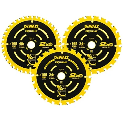 Image de Dewalt DT10397 QZ Elite Series Lot de 3 lames scie circulaire 2 x 165 mm 24 dents 1 mm, jaune