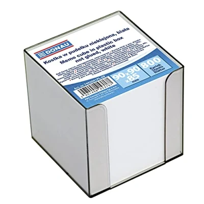 Image de DONAU 7492001PL 09 boîte à bloc notes écologique non collée dans une en plastique Environ 800 feuilles 90 x 85 mm Blanc