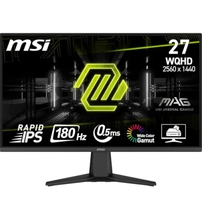 Image de MSI MAG 275QF écran Gaming WQHD 27&quot; Dalle Rapid IPS 2560 x 1440, 180 Hz / 0,5 ms (GtG, Min.), 101% sRGB, Design sans Cadre, HDR Ready DisplayPort 1.4, HDMI™ 2.0b