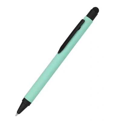 Image de Online stylo à bille rétractable en aluminium Stylus Mint, recharge de grande capacité interchangeable, couleur d&#039;écriture bleue, avec toucher softtouch, stylet tactile, 1 pièce