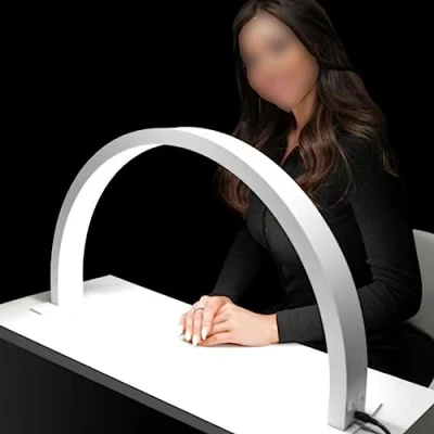Image de Lampe De Bureau Demi Lune à Ongles 3000 6000 K,Lampe Beauté Intensité Variable LED 30 W avec Luminosité RéGlable en Trois Couleurs,Lampe Anneau pour Cils,White2