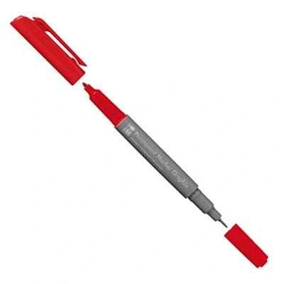 Image de Marabu Marqueur permanent Graphix rouge cerise, double pointe 1 2 mm et 0,5 mm, couleurs brillantes, séchage rapide, encre à base d&#039;alcool, faible odeur imperméable, stück (1er Pack)