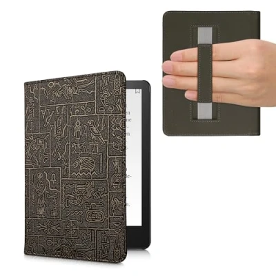 Image de kwmobile Etui Compatible avec Kindle Paperwhite 11e génération Étui à Rabat magnétique Tablette eReader Similicuir Sangle pour doré Noir
