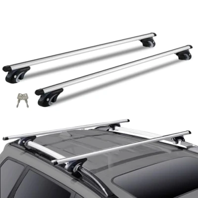 Image de VEVOR Barres transversales de Toit universelles, 132 cm, Barre supérieure Voiture en Aluminium, Compatible avec Les Rails latéraux surélevés, réglable verrous, pour SUV, berline, fourgonnette