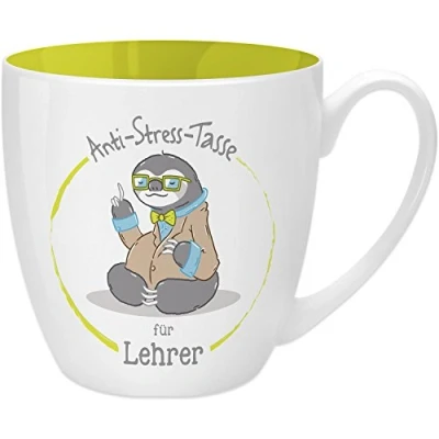 Image de GRUSS &amp; CO 45495 Tasse Anti Stress pour Enseignant, 45 cl, Faite à Base de Porcelaine New Bone China, idéale comme Cadeau, Jaune 9,5 cm