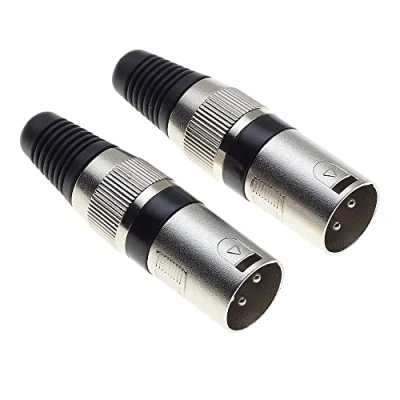 Image de Keple 3 poliger XLR Stecker, schwarz männlicher Audio Mikrofon DMX Stecker Klinkenstecker, nicked plated Adapter, Kabelhalterung 2 Stück
