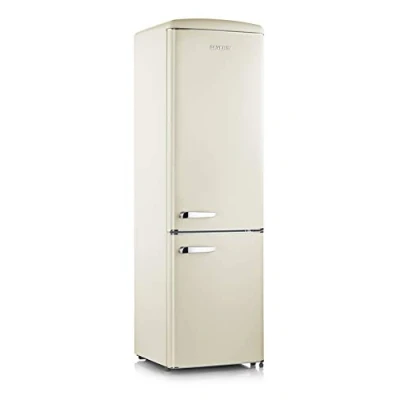 Image de Severin Réfrigérateur Congélateur combiné, Pose libre, Longueur 55 cm, 244 L, Classe D, Combiné design Rétro, Crème, RKG 8919
