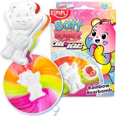 Image de Zimpli Kids Care Bears Bombe de bain, crée magiquement un effet spécial arc en ciel, anniversaire, Noël, cadeau pour remplir les bas, jouet bain enfants, argent poche