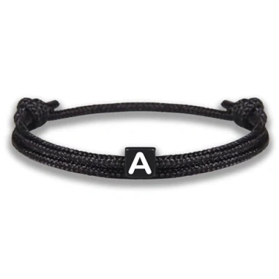 Image de GD GOOD.designs EST. 2015 Bracelet corde avec lettres d&#039;amitié noir ajustable de 14cm à 24cm Initial A