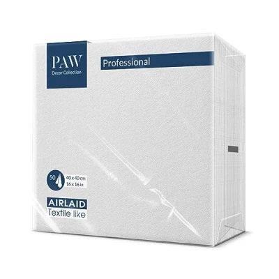 Image de PAW Serviettes Airlaid (40 x 40 cm) I 50 pièces Unicolore Semblable à du tissu Élégante décoration de table HoReCa Pour les occasions comme mariages, fêtes Color: White