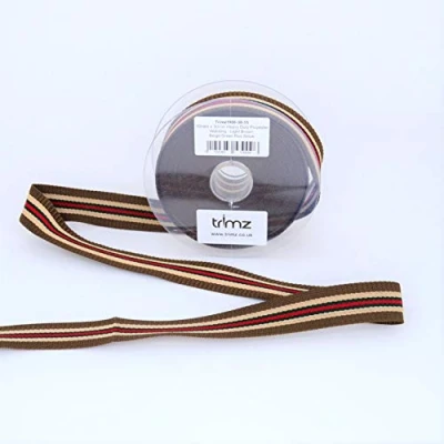 Image de Trimz Sangle en polyester, marron clair, beige, vert, rouge, 10 m x 30 mm
